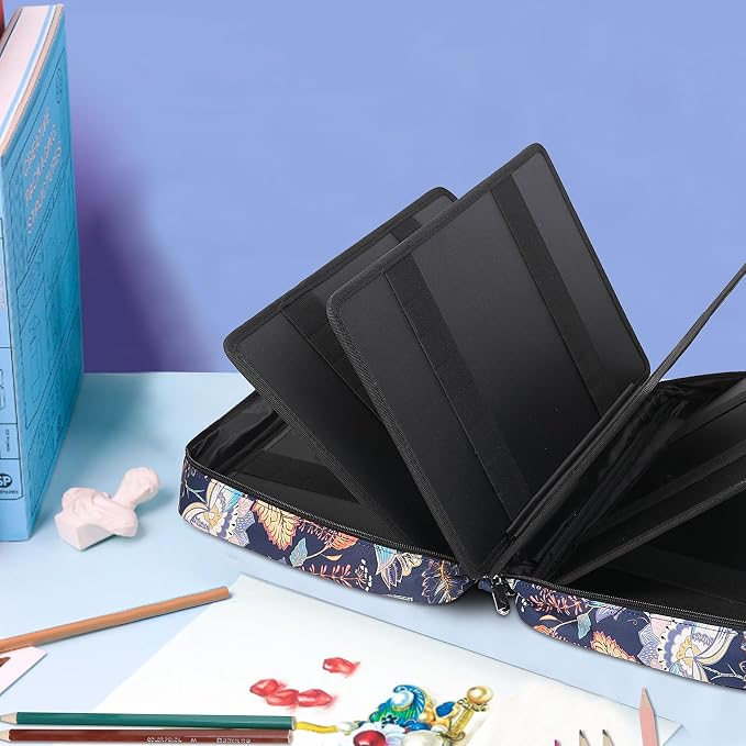 JAKAGO 480 Slots Colored Pencil Case Extra Large Capacity Pen Holder for Artist Painter Zipper Organizer Bag for Marker Highlighter Storage Case for Office Sketch Travel Supplies (Retro Flower) - Image 5