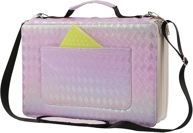 500 Individual-Slots Colored Pencil Case w/Handle & Shoulder Strap | 5-Layer Zipped Pencil Pouch PU Leather w/Open Front pocket for Colored Pencils/Watercolor Pencils to Artists, Painters by Lbxgap