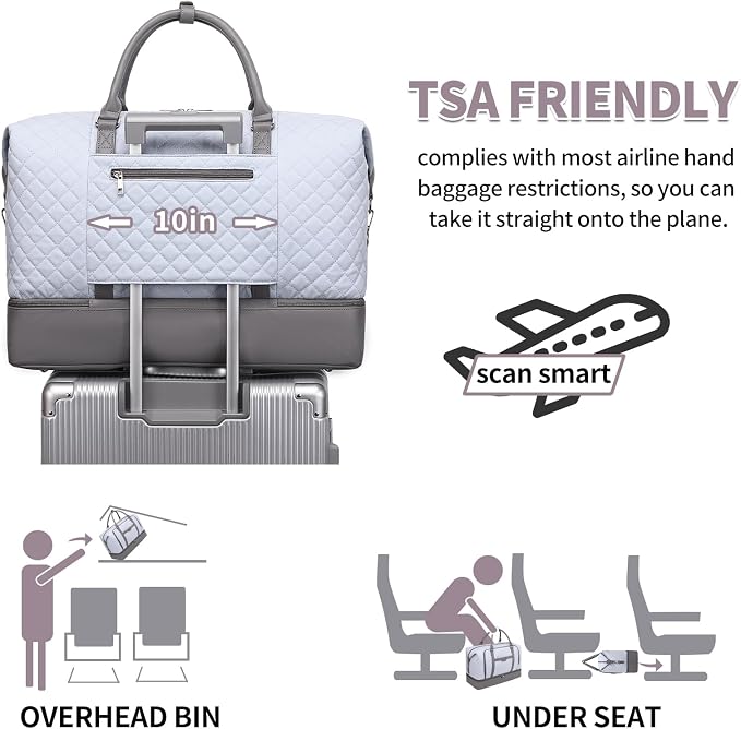 Weekender Bag, Large Travel Duffel Bag for Women, Carry on Overnight Bag with Shoe Compartment and Toiletry Bags - Image 4