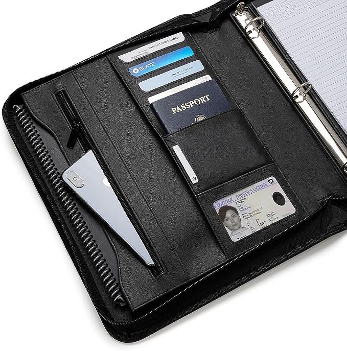 Forevermore Portfolio Binder, 1" Removable 3-Ring, Vegan Leather, Black - Image 7