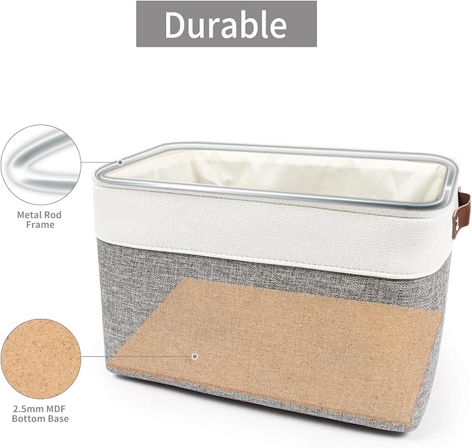 Storage Bins Large Fabric Storage Baskets for Shelves 3 Pack, Decorative Linen Closet Baskets with Handles for Organizing, Shelf, Clothes, Home, Office, 15x11x9.5Inches (Grey&White) - Image 4
