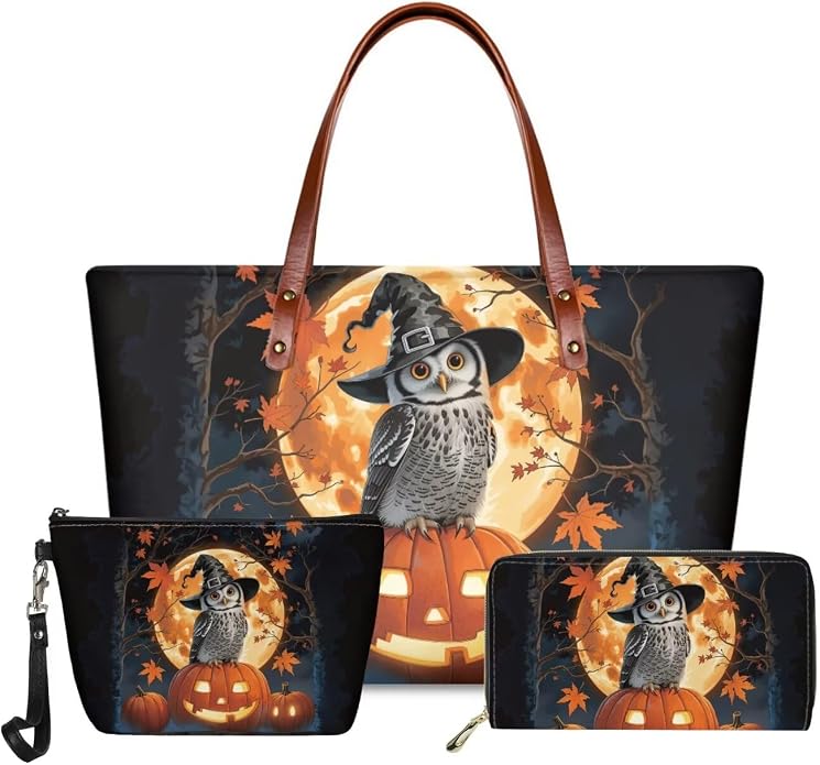 GIFTPUZZ Women Top Handle Bags Handbags with Zipper Leather Wallet Cash Card Phone Holder and Makeup Bag Set 3pcs - Image 3