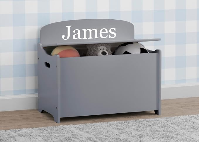 Delta Children Personalized MySize Deluxe Toy Box, Grey - Image 6