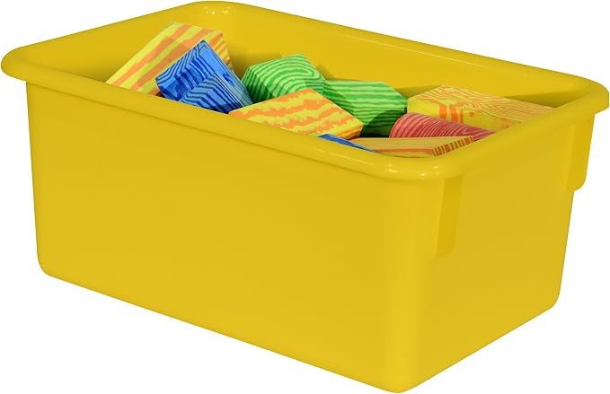 Wood Designs Cubby Storage Bin, Heavy Duty Plastic Containers for Kids Yellow Cubby Tray Set of 25 - Image 3