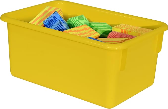 Wood Designs Cubby Storage Bin, Heavy Duty Plastic Containers for Kids Yellow Cubby Tray Set of 10 - Image 3