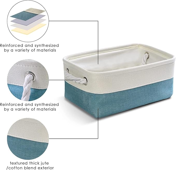 TcaFmac Organization and Storage Basket for Gifts Empty - 12x8x5.2 inch Small 6 Pack Collapsible Storage Basket for Organizing, Fabric Storage Bins for Toy Books Shelves(White & Green) - Image 5