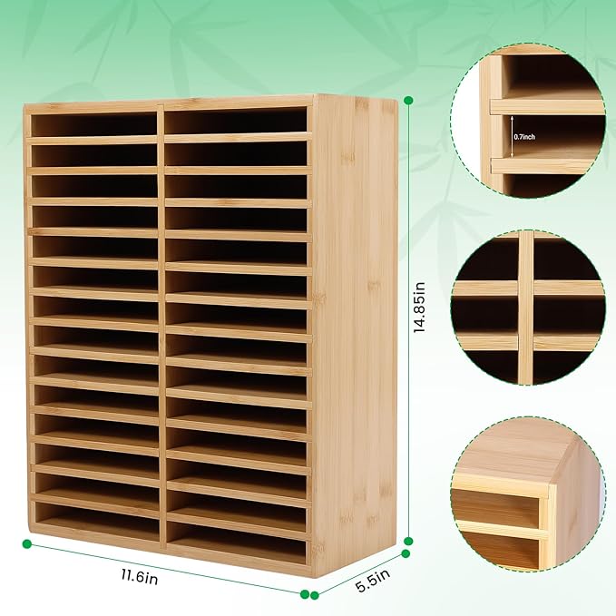 Bamboo Marker Organizer for 224 Markers, Desktop Marker Storage Holder | 28 Compartments, Large Capacity, Space-saving, FSC-certified Bamboo, No Assembly - Image 9