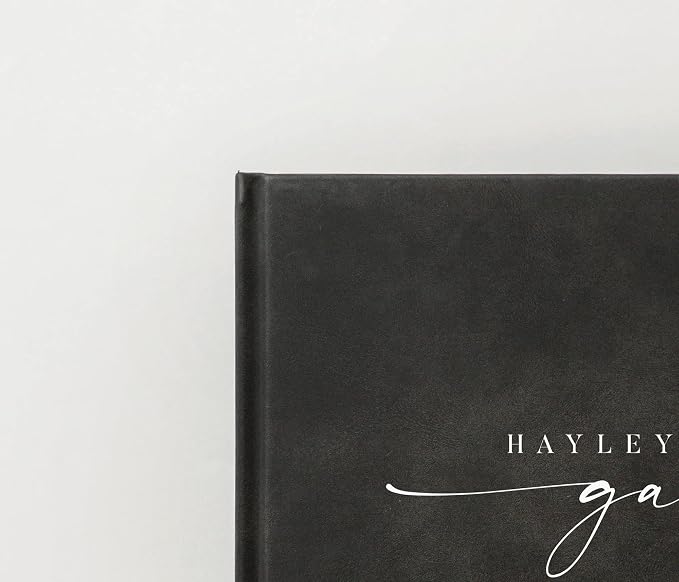 Personalized Guest Book - 11.5" x 8.5" Custom Bride & Groom Names with Bookmark and Hard Cover 140 GSM Blank Pages, for Weddings Guest Book, Engagements, Birthdays, Special Events, Charcoal - Image 3