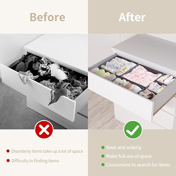 14 Pack Drawer Organizer for Clothes Dresser Organizer for Nursery-Perfect Baby Cloth Organizer and Storage General Nursery Organization or Dresser Drawer Organizer Bins Foldable Washable Grey - Image 5