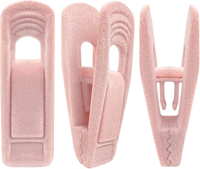 TOFIIGREM Light Pink Velvet Hangers Clips 40 PCS, Non-Slip Finger Clip for Pants Suit Skirt Velvet Hanger, Strong Flocking Hangers Clips by TOFIIGREM