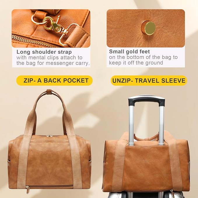 miss fong Leather Diaper Bag Tote Baby Tote Bag Large Mommy Bag Travel Bag | Waterproof Leather Hospital Bag with Small Purse 9 Pockets 3 Insulated Pockets Crossbody Bag Luggage Sleeve & Shoulder Strap - Image 7
