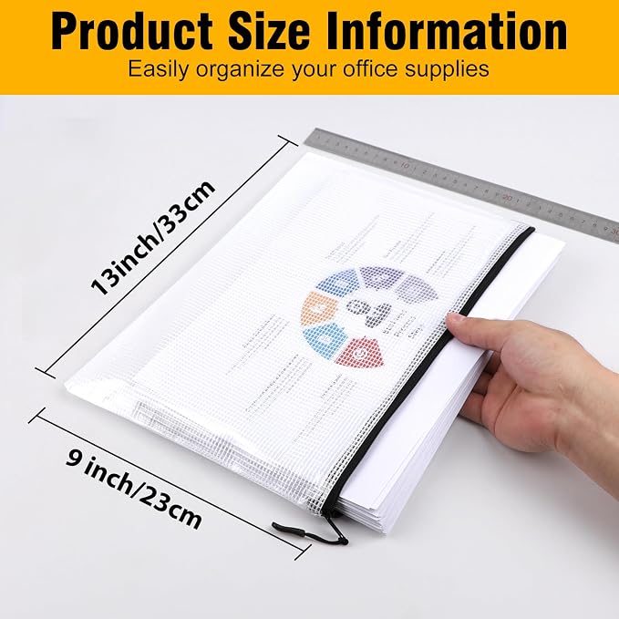 36pcs Large Mesh Zipper Pouch File Bags YOPCDJ Reusable Zippered Pouches for Organizing Classroom, Board Game Storage, Puzzle Bags Black - Image 2