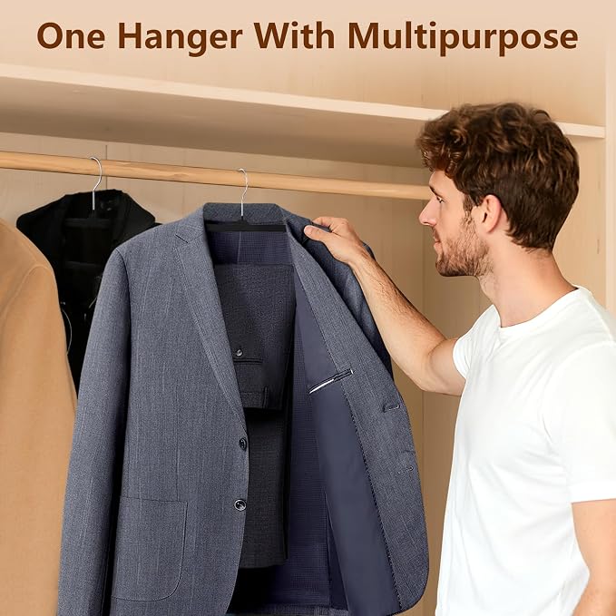 30 Pack Velvet Hangers Non Slip, Felt Pants Hangers Space Saving | Clothes Hanger Thin Flocked Durable Ganchos Para Colgar Ropa 360°Swivel Hook for Pants Jeans Shorts Tank Top, Charcoal Grey - Image 5