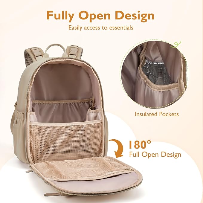 mommore Diaper Bag Backpack, Neoprene Mini Travel Bag for Newborn | Water-resistant neoprene Small diaper backpack with Insulated Pockets & Stroller Straps - Image 3