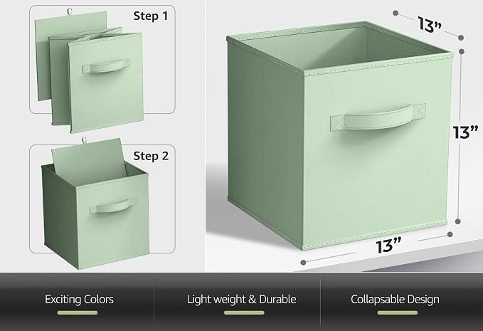 Sorbus 13 Inch Storage Bins - Sturdy Collapsible Fabric Storage Cubes with Handle - 6 Foldable Baskets for Organizing Clothes, Toys, Books - Storage Baskets for Shelves, Kids Room, Closets - Image 7