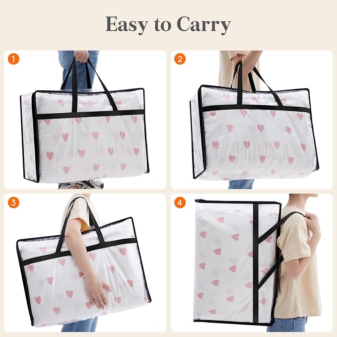 Lifewit 4 Pack Clear Clothes Storage Bags, 60L Plastic Blanket Storage Bag, Vinyl Foldable Moving Bags with Zipper, Closet Organizers and Storage Containers for Bedding, Duvet, Comforter - Image 6