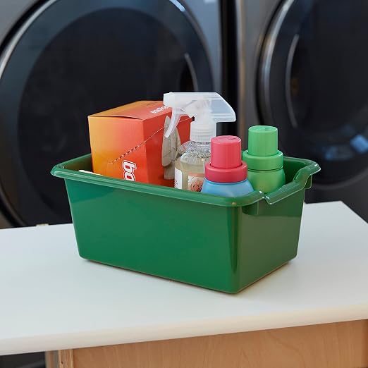 ECR4Kids Scoop Front Storage Bins, Multipurpose Organization, Green, 10-Piece | Durable plastic, GREENGUARD Gold Certified, 1.2 gallon capacity, lightweight & nestable, built-in handle, classroom/home use - Image 10