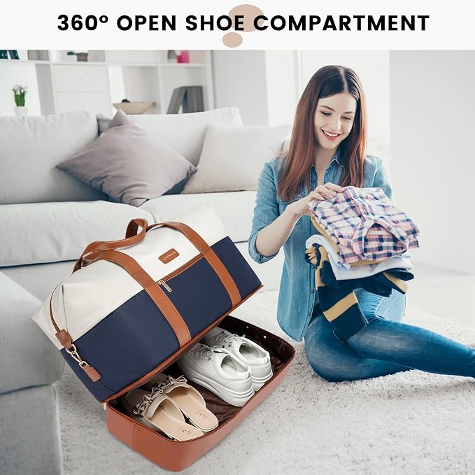 LOVEVOOK Weekender Bag for Women, Large Duffle Bag for Travel with 2 Packing Cubes, Carry on Overnight Bag with Shoe Compartment, Mom Hospital Bags for Labor and Delivery - Image 5