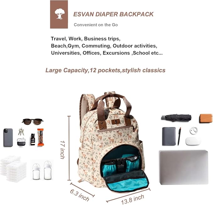Diaper Bag Backpack Corduroy Multifunction Baby Fashion Travel Pack office Laptop Bag - Image 3