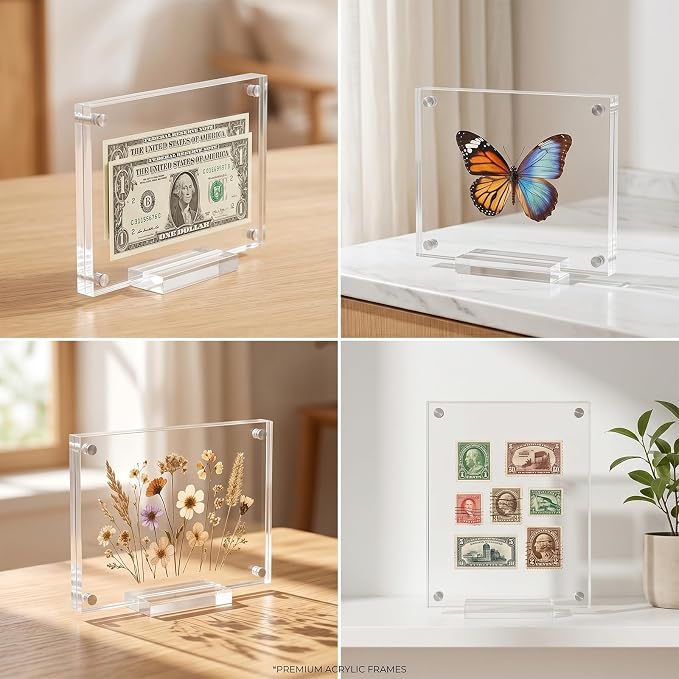 11x14 Acrylic Picture Frames, Clear Double Sided Magnetic Display | Crystal Clear Frameless Photo Frames, Freestanding Desktop Display with Detachable Stand & Gift Box - Image 9