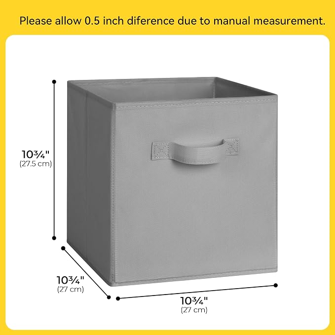Cupic Cupid 10-Pack 11x11 Cube Storage Bins, Collapsible Storage Cubes, Gray - Image 2