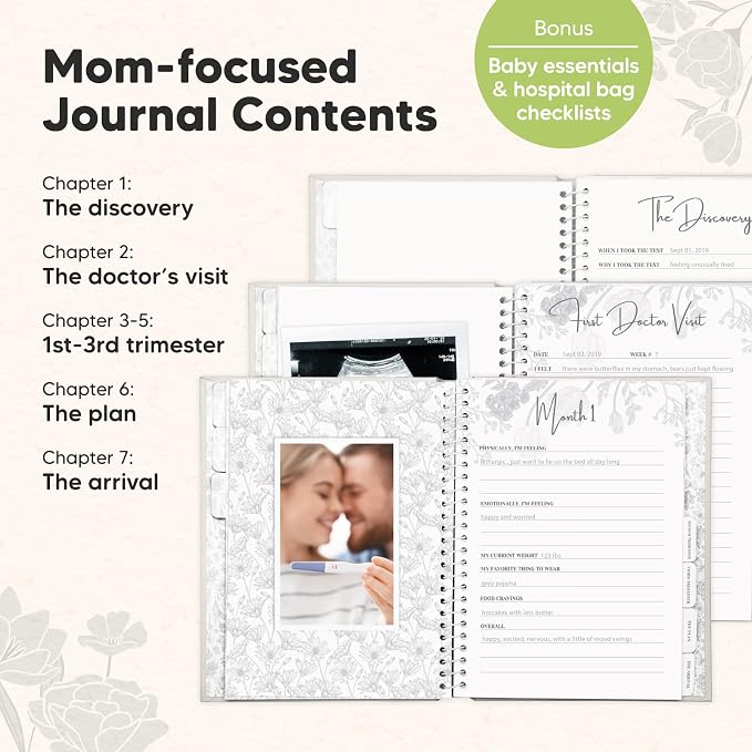 KeaBabies Pregnancy Journal, Pregnancy Announcements & First 5 Years Baby Memory Book Journal - 80 Pages Hard Cover Pregnancy Book For Mom To Be Gift - 90 Pages Hardcover First Year Keepsake Milestone - Image 3
