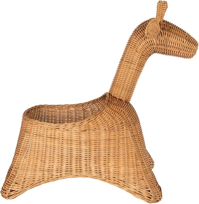 KOUBOO Wicker Giraffe, Naural Color Storage Basket, Brown | Playful animal-inspired design, spacious open storage, easy-access organization, charming accent for nurseries and playrooms - Image 3
