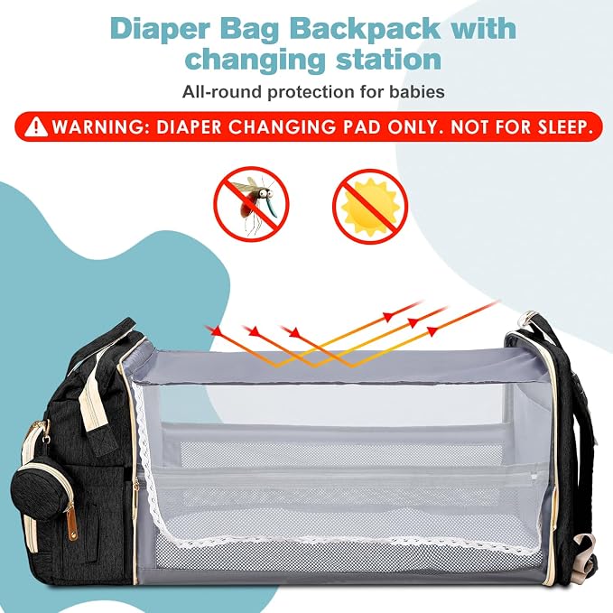 JSTPRO Diaper Bag Backpack with Changing Station, 25L Capacity, Black - Image 5