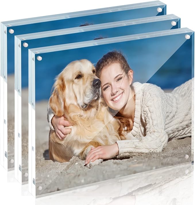 8x10 Acrylic Frame 3 Pack,20MM Thicker Frameless Clear Picture Frames | Freestanding Double Sided Magnetic Picture Frame,Acrylic Picture Frames for Desktop Display with Microfiber Cloth,Gift Ideal by TwingRepublic