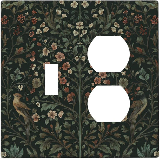 Wallplates Vintage Morris Colorful Flower Green Leaf 1 Toggle 1 Duplex Switch Plate Electrical Gfci Faceplate Decorative Light Switch Covers For Bed Room Living Room Decor