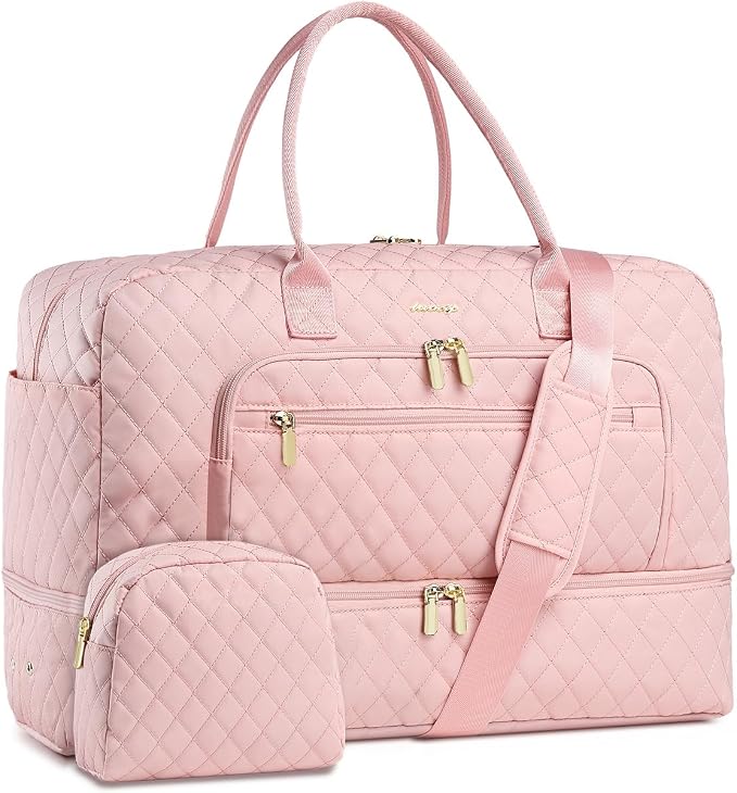 Travel Duffle Bag Weekender for Women - 38L Carry-On Overnight Personal Item Bag with Shoe Compartment & Wet Pocket Weekend Tote Bags with Toiletry Hospital Bags for Labor and Delivery by LUOCIP
