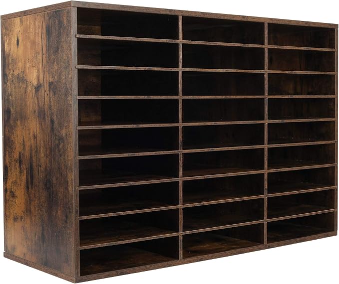 TQVAI Wood Literature Organizer, 27 Slots Hold 13500 Sheets A4 Papers, Wooden Desk File Paper Storage Organizer with Adjustable Shelves, Mailbox Cubbies for Office Home Classroom, Classroom, Archaize by TQVAI