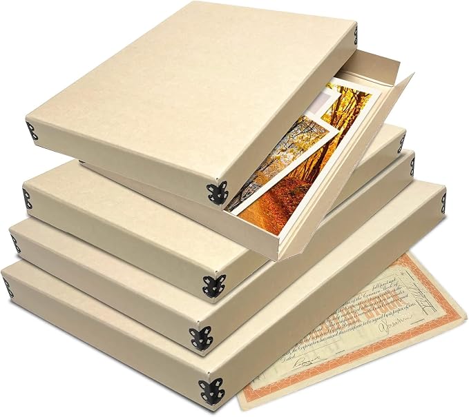 Lineco Drop Front Archival Storage Box, 11.75x15.25x1.5 in, Tan, 2 Pack | Acid-Free with Metal Edge, Preserves Picture Longevity, Organize Photos, Newspapers, Prints, Documents, Crafts, DIY - Image 7