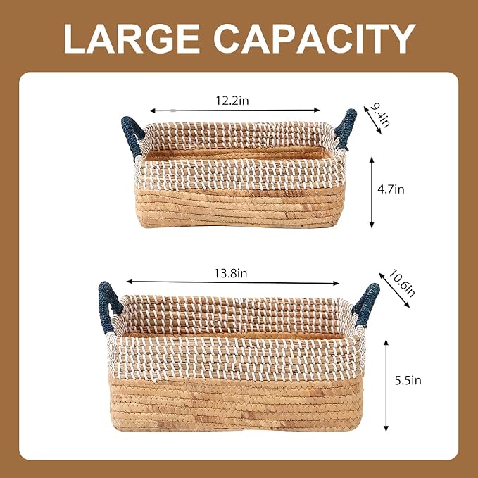 Laundry Hamper 4pcs with Handles, Natural Seagrass Woven Laundry Hamper Baskets for Home Organization - Bedroom, Bathroom, Laundry Room - Stackable for Clothes, Toys, Blankets 49L &29L & 10.7L & 7.6L - Image 6