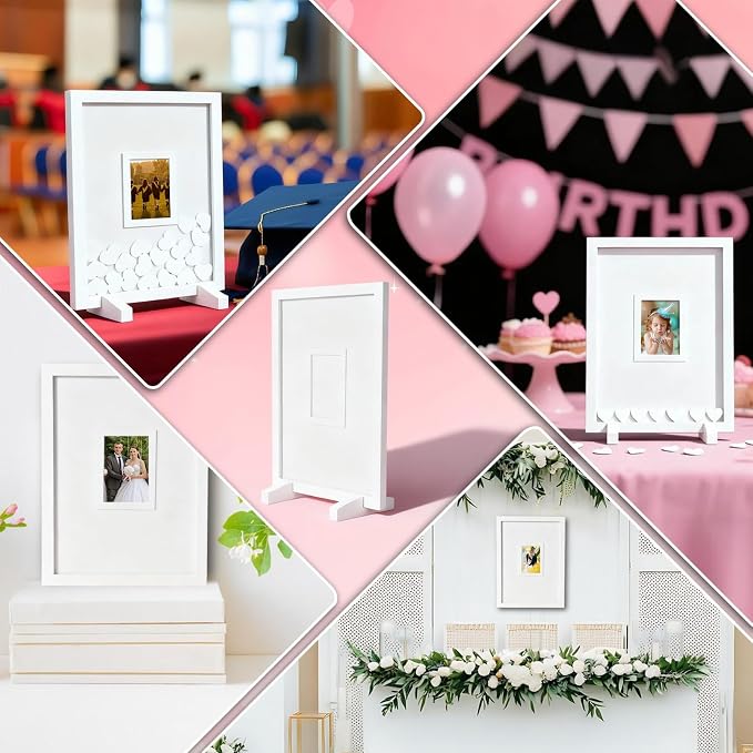 Wedding Guest Book Alternative Wooden Picture Frame Guestbooks(White) | With 90+ hearts, Guest Book Alternative for Wedding Baby Shower Anniversary Birthday Party - Image 7