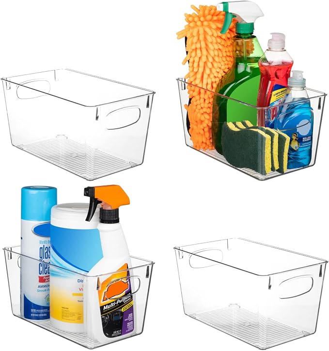 ClearSpace Clear Plastic Storage Bins – Perfect Kitchen Organization and Storage or Pantry Storage – Fridge Organizer, Pantry Organization and Clear Storage Bins, Cabinet Organizers | Plastic storage bin for pantry organization, kitchen storage, and re... by ClearSpace