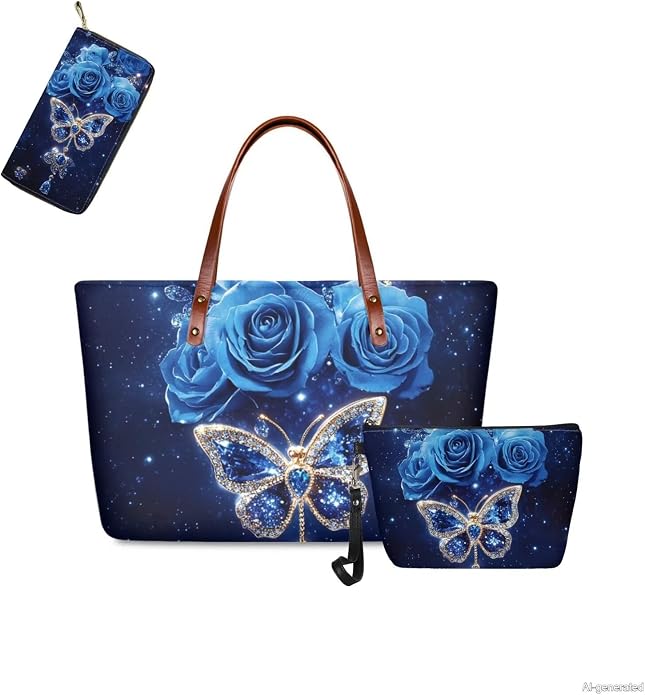 GIFTPUZZ Women Top Handle Bags Handbags with Zipper Leather Wallet Cash Card Phone Holder and Makeup Bag Set 3pcs - Image 5