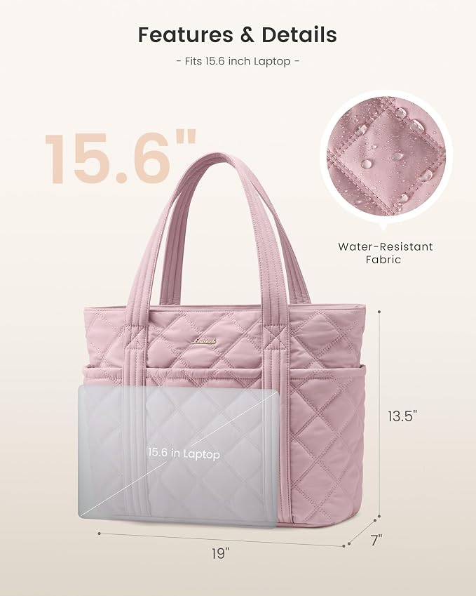 LOVEVOOK Puffer Tote Bag for Women, Puffy Work Handbag with Cup Holder, Travel Carry On Bag with Zipper for Teacher Nurse Gym - Image 9