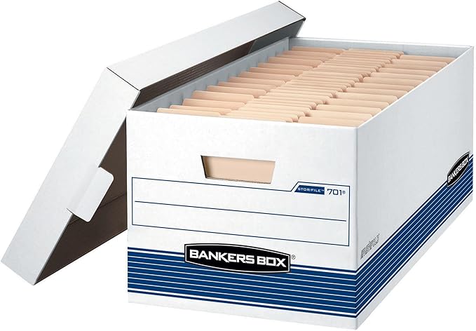 Bankers Box 20-Pack Medium-Duty File Storage Boxes, 24in Letter, FastFold | Speed through filing with FastFold setup, sturdy stacking, reinforced handles, and dependable document protection. by BankersBox