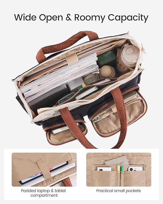 LOVEVOOK Teacher Tote Bag for Women,Multi-pocket Laptop Bag with Large Cup Holder,Nurse Bags Work Travel Computer Handbag - Image 3