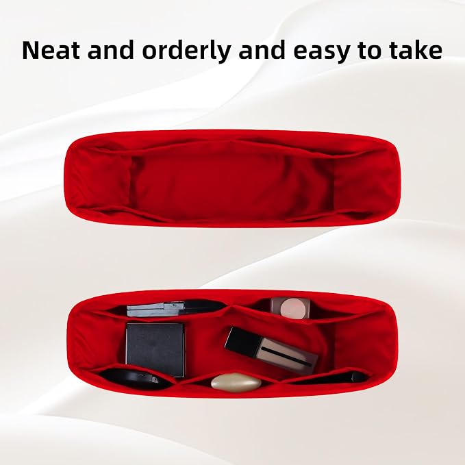 DGAZ Silk Purse Organizer Insert for Neverfullbag(Rouge moyen,GM) | Soft and Lightweight,Perfect Fit,Multi-pocket Storage,Bag Protector,Luxury Bag Care,Handmade,for Smooth Bag Organizer - Image 5