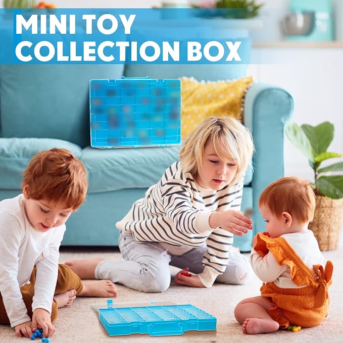 2 Pcs 48 Grids Plastic Bead Organizer Box with Divider, Blue - Image 4