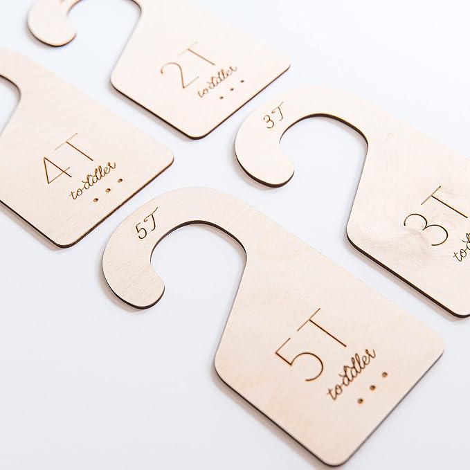 Loft Toddler Closet Dividers Durable Birch Kids Closet Organizer Timeless Etched Design for 2T-5T (Set of 4) - Image 8