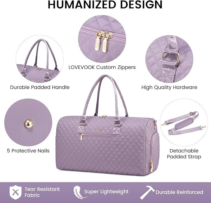 LOVEVOOK Travel Duffle Bag, Weekender Bag for Women with Toiletry Bag, Carry on Overnight Bag with Shoe Compartment, Gym Duffel Bag with Wet Pocket, Mommy Hospital Bags for Labor and Delivery - Image 5
