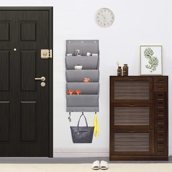 2 Pack Over the Door Shoe Organizers, Hanging Shoe Organizers Large Pockets | Shoe Storage for Closet, Shoe Holder for Boots, Sneakers, Heels, Hanging Shoe Organizer Shoe Rack for RV, Dorm, Home, Grey - Image 8