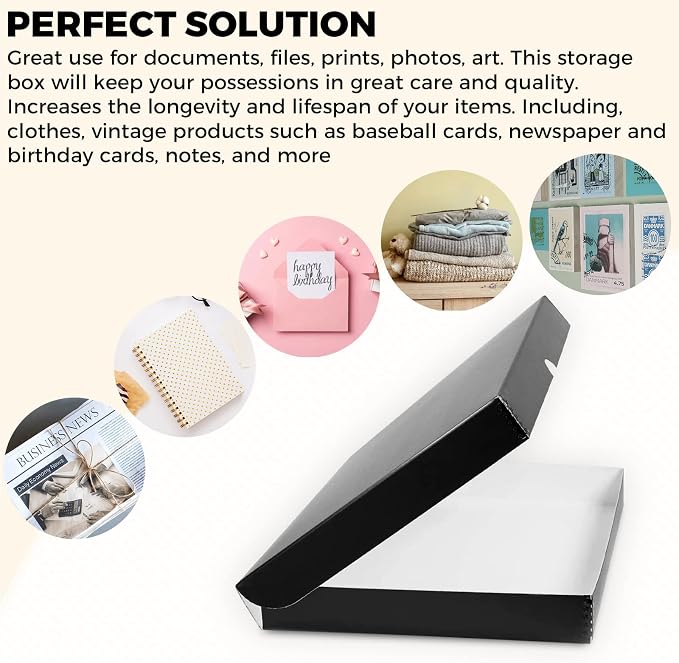 Golden State Art, Clamshell Archival Folio Storage Box 11x17 Inch, Black | Acid-Free Photo Box with Metal Edge Corner, Preserve And Store Paper Documents Cards Prints Arts and Crafts DIY Projects - Image 5