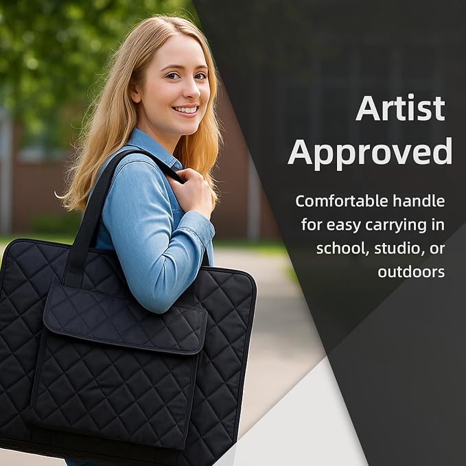 JJRING 18x24 Quilting Canvas Art Portfolio Case Bag, Black | Lightweight Portable Storage Case For Posters, Artwork, Drawing & Sketching Boards - Image 7