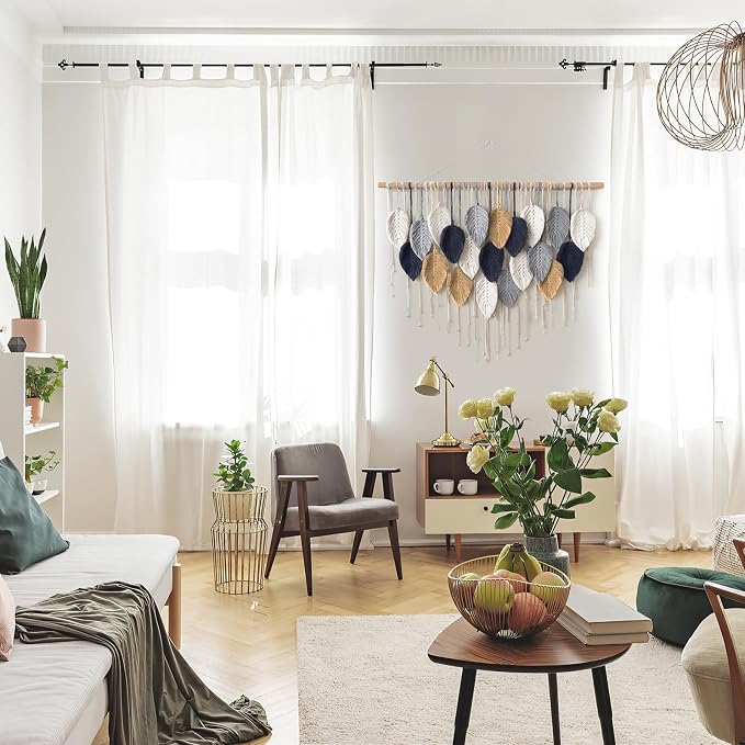 Alynsehom Large Macrame Wall Hanging, Boho Handmade Leaf Feather Bohemian Woven Tapestry, Chic Wall Art Home Decor for Bedroom Living Room Nursery Apartment Decorations(39" W x 29.5" L) - Image 6