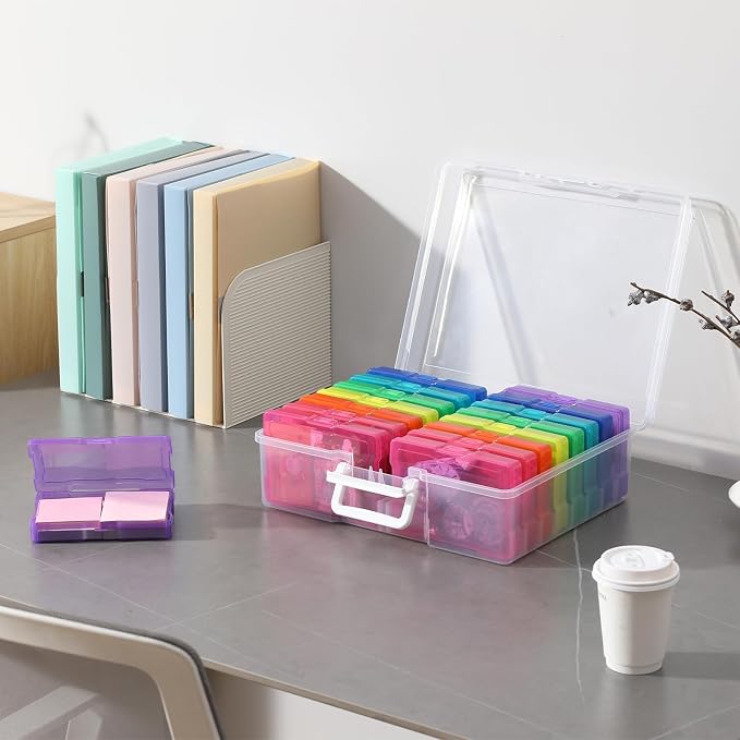 novelinks Photo Storage Boxes with Handle, Photo Organizers and Storage | 2Pack Color, Photo Albums 4x6 Pictures, Photo Cases, Classroom Organization, Index Card Box, Photo Card Holder, Seed Storage - Image 4
