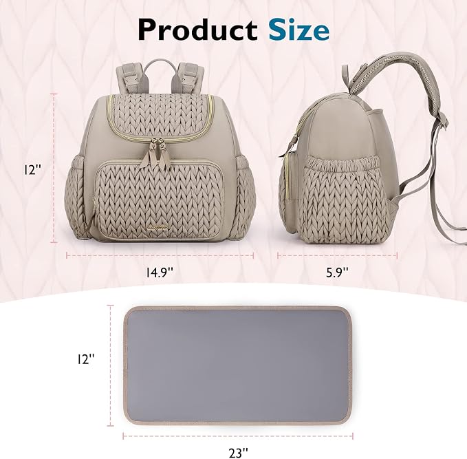 mommore Diaper Bag Backpack, Stylish Mini Baby Bag with Changing Pad | Insulated Pockets & Stroller Straps Small Diaper Backpack Compact Maternity Bag for Baby Essentials, Hospital & Daily Work - Image 7